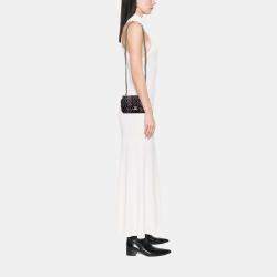 مملوكة مسبقًا حقيبة كتف شانيل قطن سوداء وردية صغيرة مستطيلة كلاسيكية غطاء واحد متعدد الألوان