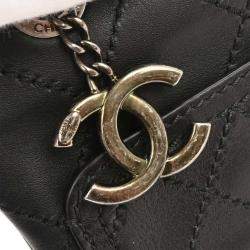 مملوكة مسبقًا Chanel Black Calfskin Wild Stitch Chain Tote Bag