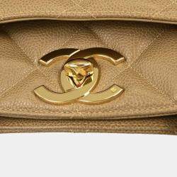 Pre Owned حقيبة شانيل يدوية جلد عجل بيج