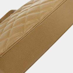 Pre Owned حقيبة شانيل يدوية جلد عجل بيج