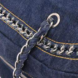 Pre Owned حقيبة شانيل بولينغ خط الفخامة دنيم كحلية