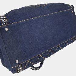 Pre Owned حقيبة شانيل بولينغ خط الفخامة دنيم كحلية