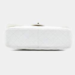 Pre Owned Chanel White Jumbo Classic Caviar Single Flap