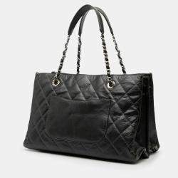 مملوكة مسبقًا Chanel Black CC Crinkled Calfskin Chain Shopping Tote