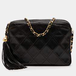 Pre Owned Chanel Brown CC Quilted Lambskin Tassel Camera Bag