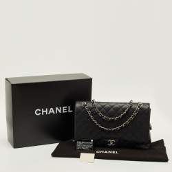 Pre Owned حقيبة شانيل قلاب كلاسيكية مفردة ماكسي جلد كافيار مبطن سوداء