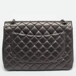 Pre Owned Chanel Classic Single Maxi Metallic Quilted Leather Flap Bag