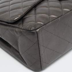 Pre Owned Chanel Classic Single Maxi Metallic Quilted Leather Flap Bag