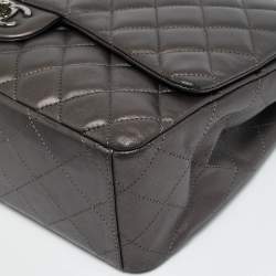 Pre Owned Chanel Classic Single Maxi Metallic Quilted Leather Flap Bag