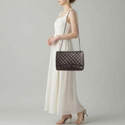 Pre Owned Chanel Classic Single Maxi Metallic Quilted Leather Flap Bag