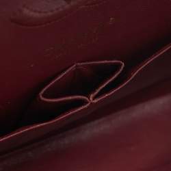 Pre Owned Chanel Classic Double Flap Medium Dark Red Quilted Caviar Leather Shoulder Bag
