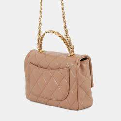 Pre Owned Chanel Matelasse Coco Mark Small Handbag In Shiny Lambskin