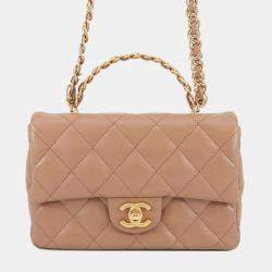 Pre Owned Chanel Matelasse Coco Mark Small Handbag In Shiny Lambskin