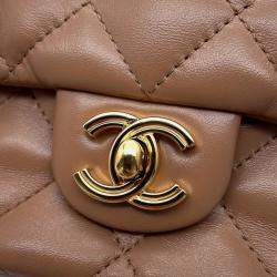 Pre Owned Chanel Matelasse Coco Mark Small Handbag In Shiny Lambskin