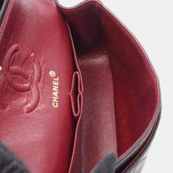 Pre Owned Chanel Matelasse Double Flap Shoulder Bag In Lambskin Leather Black