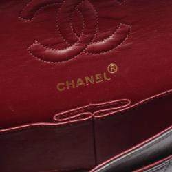 Pre Owned Chanel Matelasse Double Flap Shoulder Bag In Lambskin Leather Black