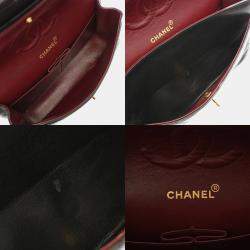 Pre Owned حقيبة شانيل شانهيل حقيبة كتف سلسلة مزدوجة القلاب ٢٥سم جلد خروف أسود