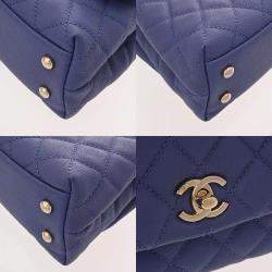 مملوكة مسبقًا Chanel Matelasse Top Handle Mini Flap Bag Xxs 2-Way Chain Shoulder Purple Caviar Skin Handbag