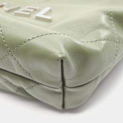 Pre Owned Chanel 22 Mini Shoulder Bag Leather Khaki