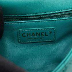 مملوكة مسبقًا Chanel Top Handle Matelasse Shoulder Bag In Lambskin Leather Green