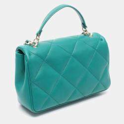 مملوكة مسبقًا Chanel Top Handle Matelasse Shoulder Bag In Lambskin Leather Green