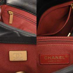 Pre Owned حقيبة كتف شانيل ماتيلسي سلسلة صغيرة بشعار جانبي جلد حمل أسود