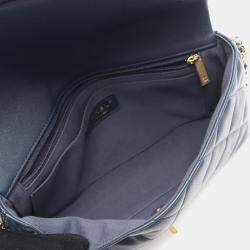 Pre Owned حقيبة كتف شانيلا شانيلا19 ماتلاسي جلد حمل ناعم بلون كحلي