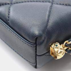 Pre Owned حقيبة كتف شانيلا شانيلا19 ماتلاسي جلد حمل ناعم بلون كحلي