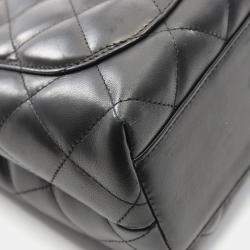 Pre Owned شنيل حقيبة مقبض علوي مبطن جلد حملان أسود