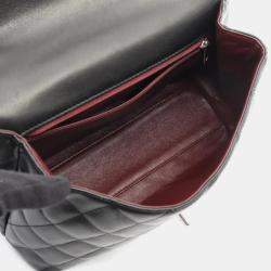 Pre Owned شنيل حقيبة مقبض علوي مبطن جلد حملان أسود