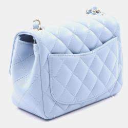 مملوكة مسبقًا Chanel Mini Matelasse Shoulder Bag Lambskin Leather Blue