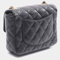 Pre Owned حقيبة كتف شانيل ماتيلسي صغيرة جلد أسود
