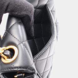 Pre Owned حقيبة كتف شانيل ماتيلسي صغيرة جلد أسود