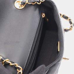 Pre Owned حقيبة كتف شانيل ماتيلسي صغيرة جلد أسود