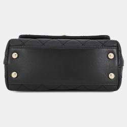 Pre Owned حقيبة شانيل كوكو مارك ماتلاسيه ميني رفرف جلد أسود