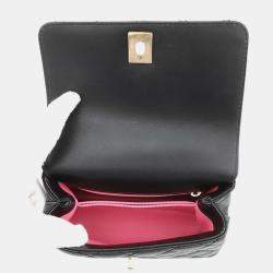 Pre Owned حقيبة شانيل كوكو مارك ماتلاسيه ميني رفرف جلد أسود