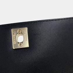 Pre Owned حقيبة شانيل كوكو مارك ماتلاسيه ميني رفرف جلد أسود