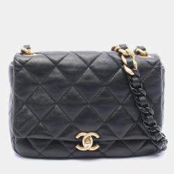 مملوكة مسبقًا Chanel  Black Leather  Matelasse Small Flap Shoulder Bag