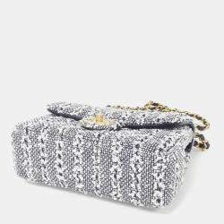 Pre Owned Chanel Black And White Tweed Handbag