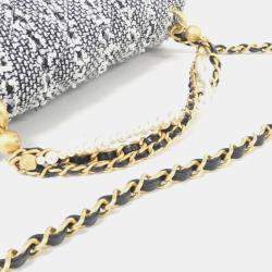 Pre Owned Chanel Black And White Tweed Handbag