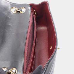 Pre Owned Chanel Bias Stitch Shoulder Bag In Lambskin Leather Black