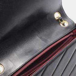 Pre Owned Chanel Bias Stitch Shoulder Bag In Lambskin Leather Black