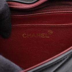 Pre Owned Chanel Bias Stitch Shoulder Bag In Lambskin Leather Black