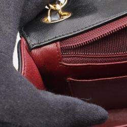 Pre Owned Chanel Bias Stitch Shoulder Bag In Lambskin Leather Black