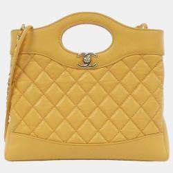 Pre Owned Chanel 31 Line Yellow Leather Handbag