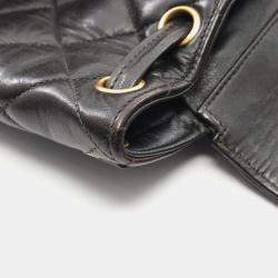Pre Owned Chanel Matelasse Backpack Bag In Lambskin Leather Black