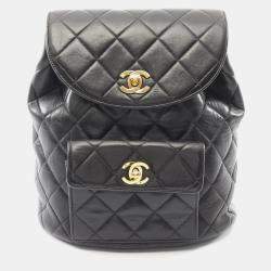 مملوكة مسبقًا Chanel Matelasse Backpack Bag In Lambskin Leather Black
