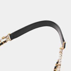 Pre Owned Chanel Matelasse Mini Chain Shoulder Bag In Black With Calfskin And Pearl