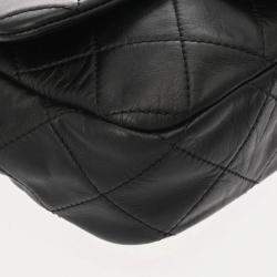 Pre Owned Chanel Matelasse Mini Chain Shoulder Bag In Black With Calfskin And Pearl