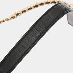 Pre Owned Chanel Matelasse Mini Chain Shoulder Bag In Black With Calfskin And Pearl